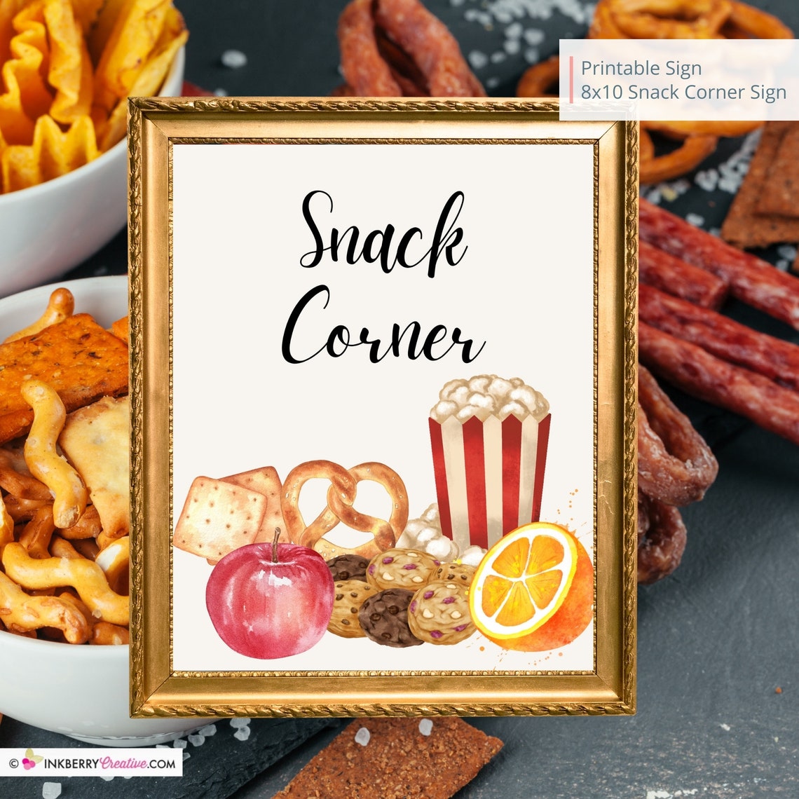 Store Sign Snacks Printable Snack Corner Sign, Wedding Sign, Bridal Baby Shower Birthday ...