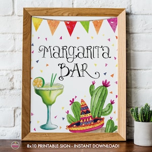 Margarita Bar Sign, Printable, Fiesta, Bridal Shower, Taco Party, Baby Shower, Printable Signs, 8x10, Instant Download, Digital File