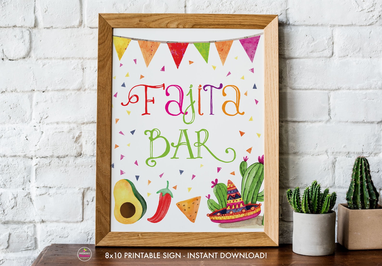 Printable Fajita Bar Sign DIY Fiesta Bridal Shower Baby Etsy