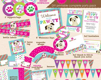 Puppy Paw-ty - Dog Theme Birthday Party - DIY/Printable Complete Party Pack - INSTANT DOWNLOAD!