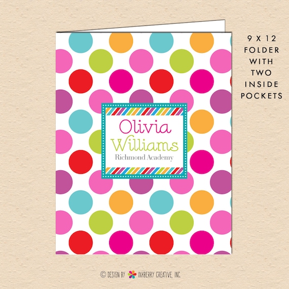 Tutti Fruity Polka Dot - Personalized, Custom Pocket Folder Il_570xn