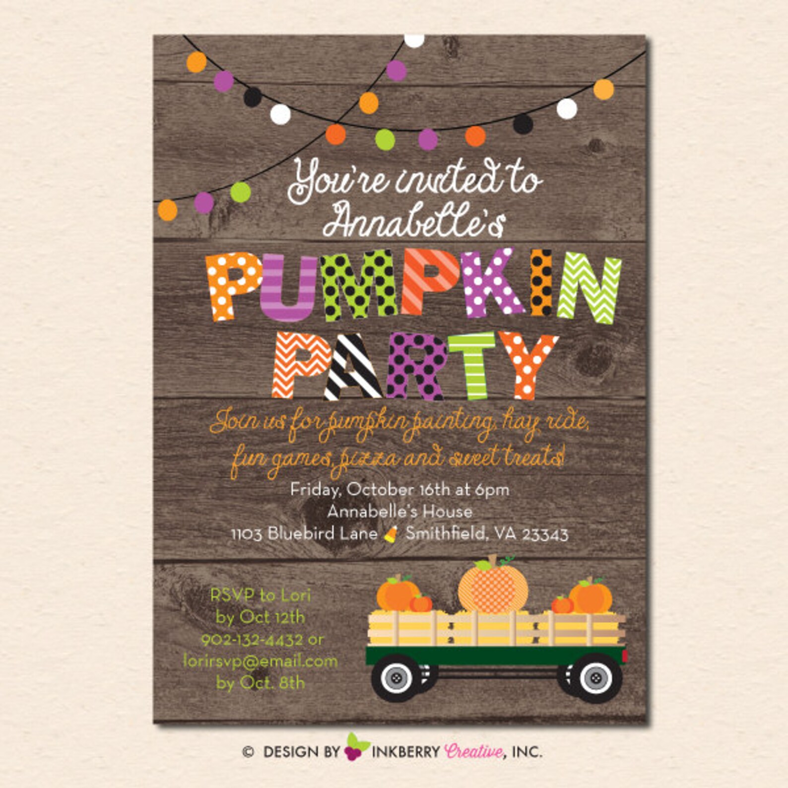 Halloween Pumpkin Hayride Party Invitation digital Printable - Etsy