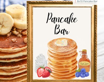 Printable Pancake Bar Sign, Wedding Sign, Bridal Baby Shower Birthday Party Pancake PJs Bar Sign 8x10, PDF, Instant Download, Digital File