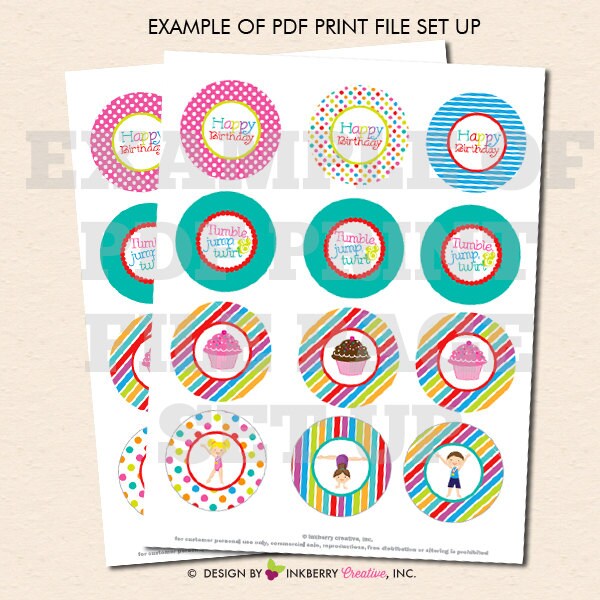 Boy Girl Gymnastics Birthday Party Printable 2 Inch Round - Etsy