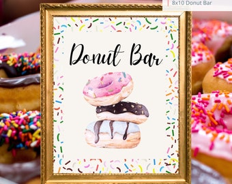 Printable Donut Bar Sign, Wedding, Bridal, Baby Shower Birthday Party Donut Bar Sign 8x10, PDF, Instant Download, Digital File