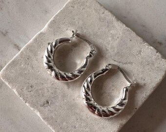 Sterling Silver Oblong Creole Earrings - The Jewellery Warehouse
