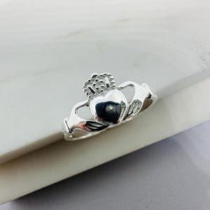 925 Sterling Silver Small Tiny Claddagh Ring - Silver Irish Traditional Ring All Size - Gift For Her