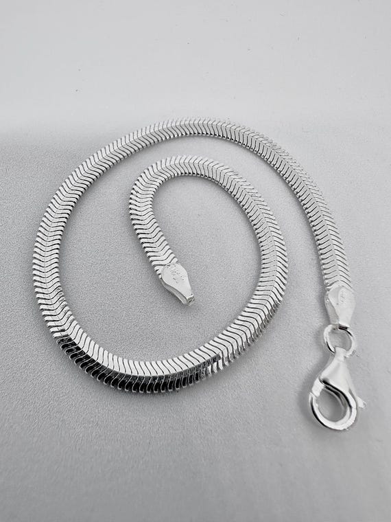 925 Sterling Silver 4.2mm Herringbone Link Mens Chain Bracelet 8