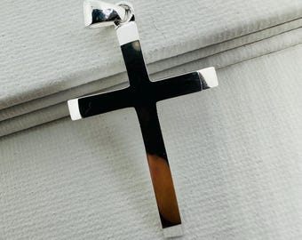 925 Sterling Silber Herren Square Design Kreuz Anhänger - Personalisiertes Kreuz für Männer