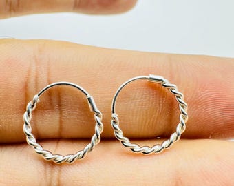 Silver Tiny Little Sleeper Hoop Earring -  Extra Small Hoop Earring - 925 Silver Dainty Earring - 10mm Hoop Earring