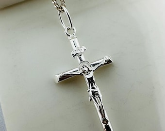 Massief 925 sterlingzilveren kruisbeeldhanger ketting - 40 mm x 20 mm kruisbeeld - massief kruisbeeldhanger - nieuw