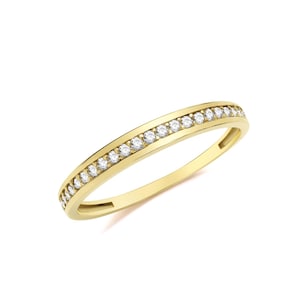 9 Karat Solid Gold Diamant Halbe Eternity Stapelring für Jubiläumsgeschenk, Solid Gold Minimalist Stapelbarer Ring Alle Größen