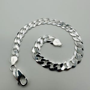 925 Sterling Silver 8mm Curb Link Chain Bracelet - Solid Thick Chunky Mens Bangle 8.5 inch - Gift For Men