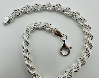 925 Sterling Silber 7 mm Seil Gliederkette Chunky Armband 21,5 cm - Geschenk für Männer - Geschenk für Freund