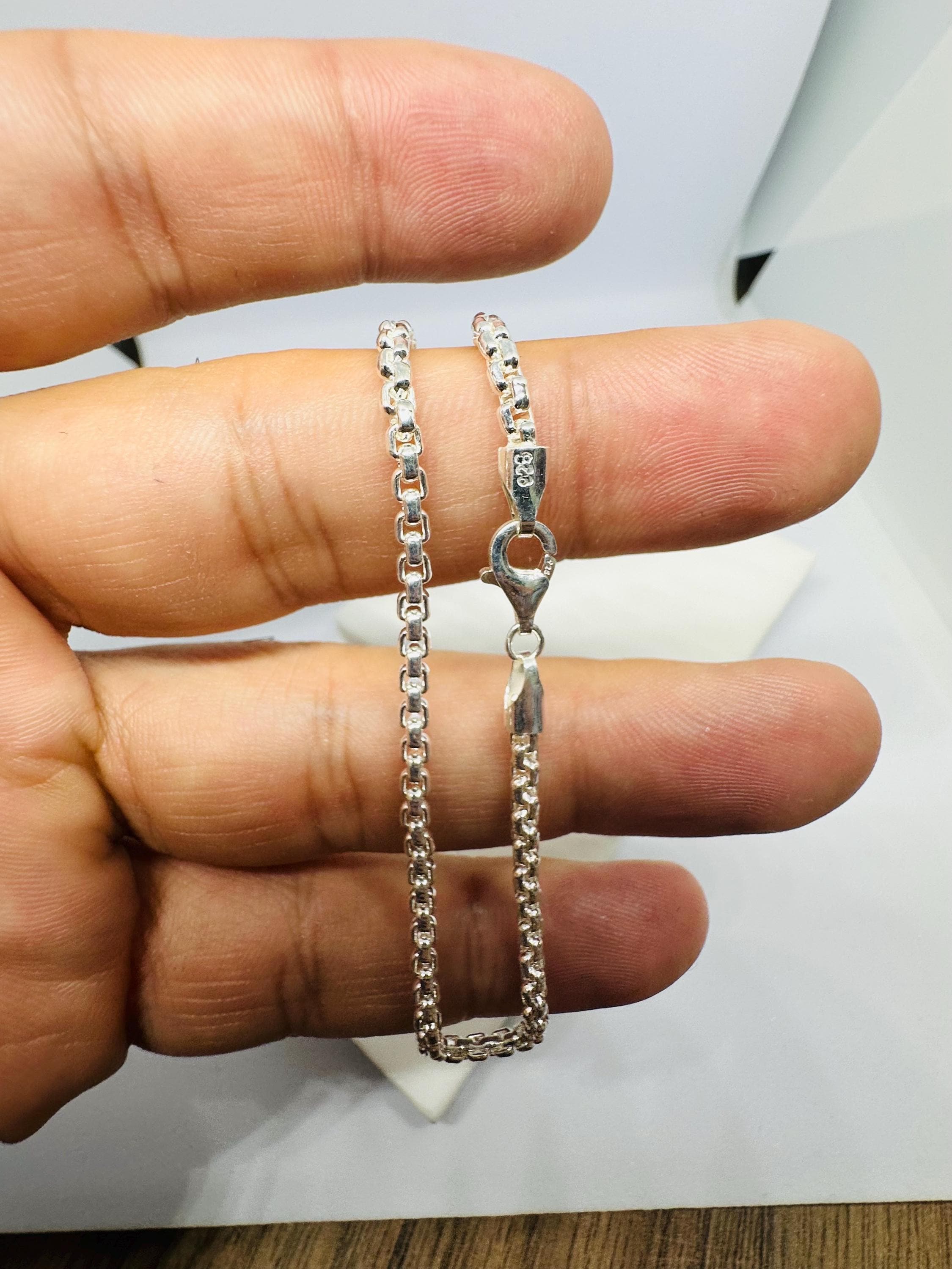 925スターリングシルバー 2.5mm ラウンドボックスリンクチェーン