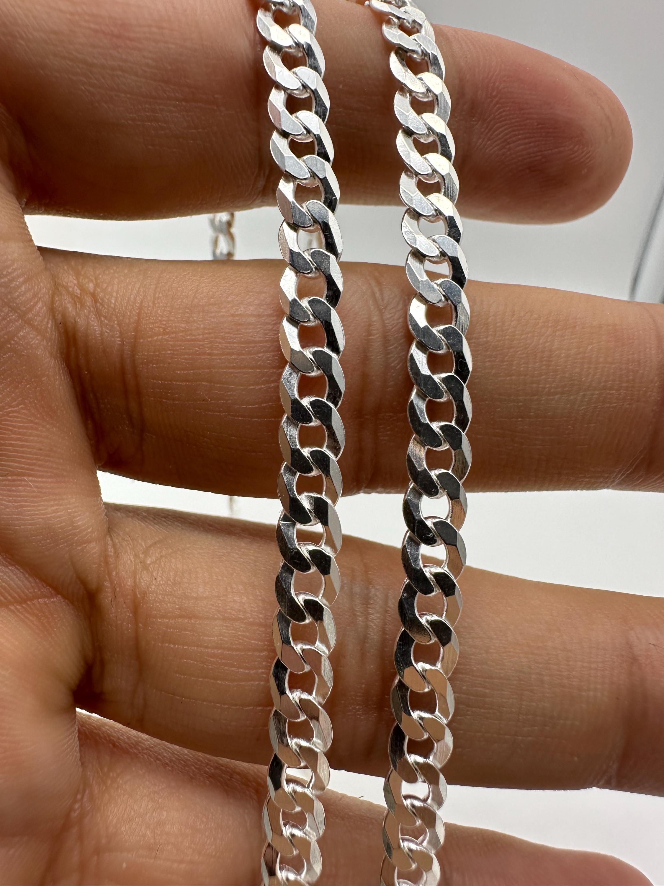 SILVER 925 OLD 5mm スクリュー デザイン チェーン 55cm Genuine 925 Sterling Silver 5.5mm Curb Link Chain Necklace 16” 18