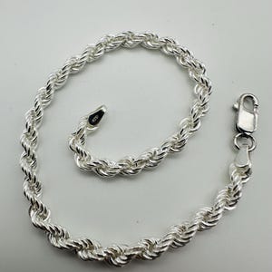 925 Sterling Silver 6mm Rope Link Chain Bracelet 8 inch - Gift for Men - Gift For Birthday