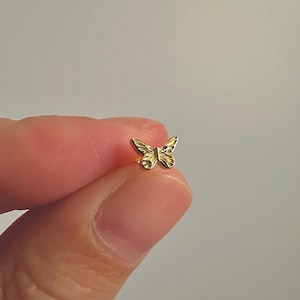 9ct Yellow Gold Plated Sterling Silver Screw Back Earring - Tragus Stud - Helix Stud -Conch Stud - Single