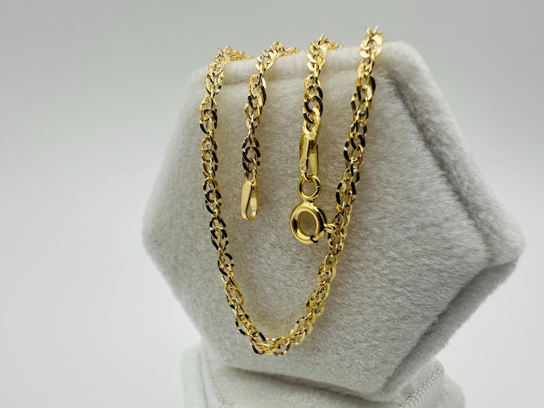 9ct Gold Singapore Chain Necklace – 2mm Link, Women's 16”-24” – Hallmarked, Gift Ready In Yellow Gold