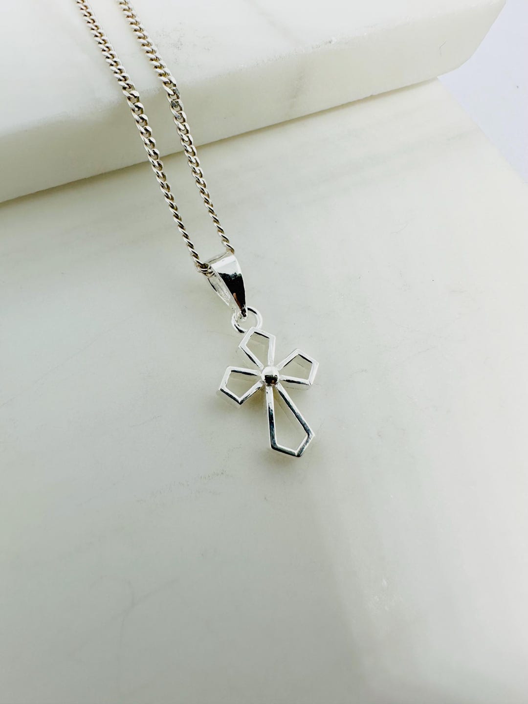 925 Sterling Silver Minimalist Vintage Cross Necklace 18” Chain - Tiny ...