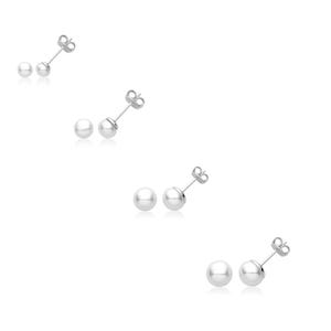 Puede incluir: Un juego de cuatro pendientes de botón de perla con postes de plata. Los pendientes son simples y elegantes, perfectos para el uso diario.