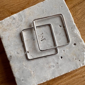 20mm Silver Sleeper Earring,Square Sleeper Huggie,Tiny Square Hoop Earring,Stacked Party Sleeper Earring,20mm Diameter