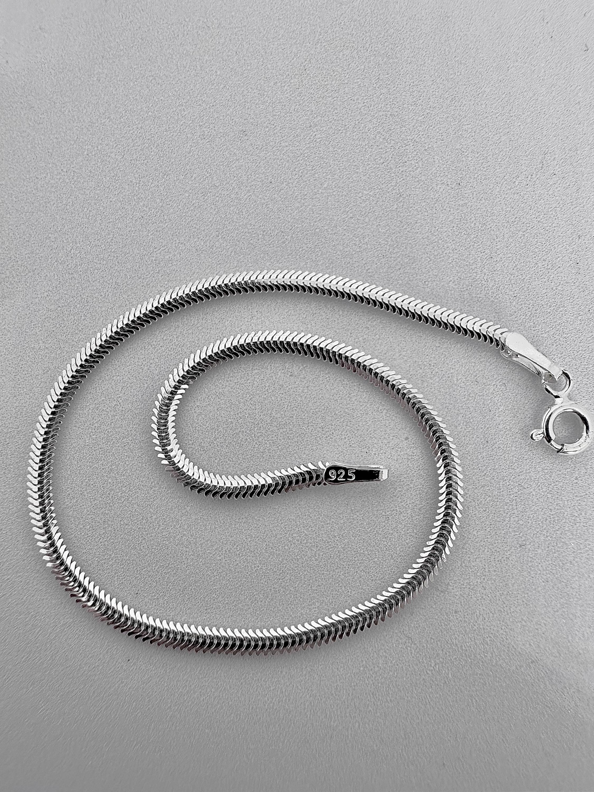 Amberta Bracciale a Serpente Piatto in Argento Sterling 925 per Donna: Bracciale Donna in Argento 3 mm 20 cm Amberta Bracciale a Serpente Piatto in Argento Sterling 925 per Donna: Bracciale Donna in Argento 3 mm 20 cm