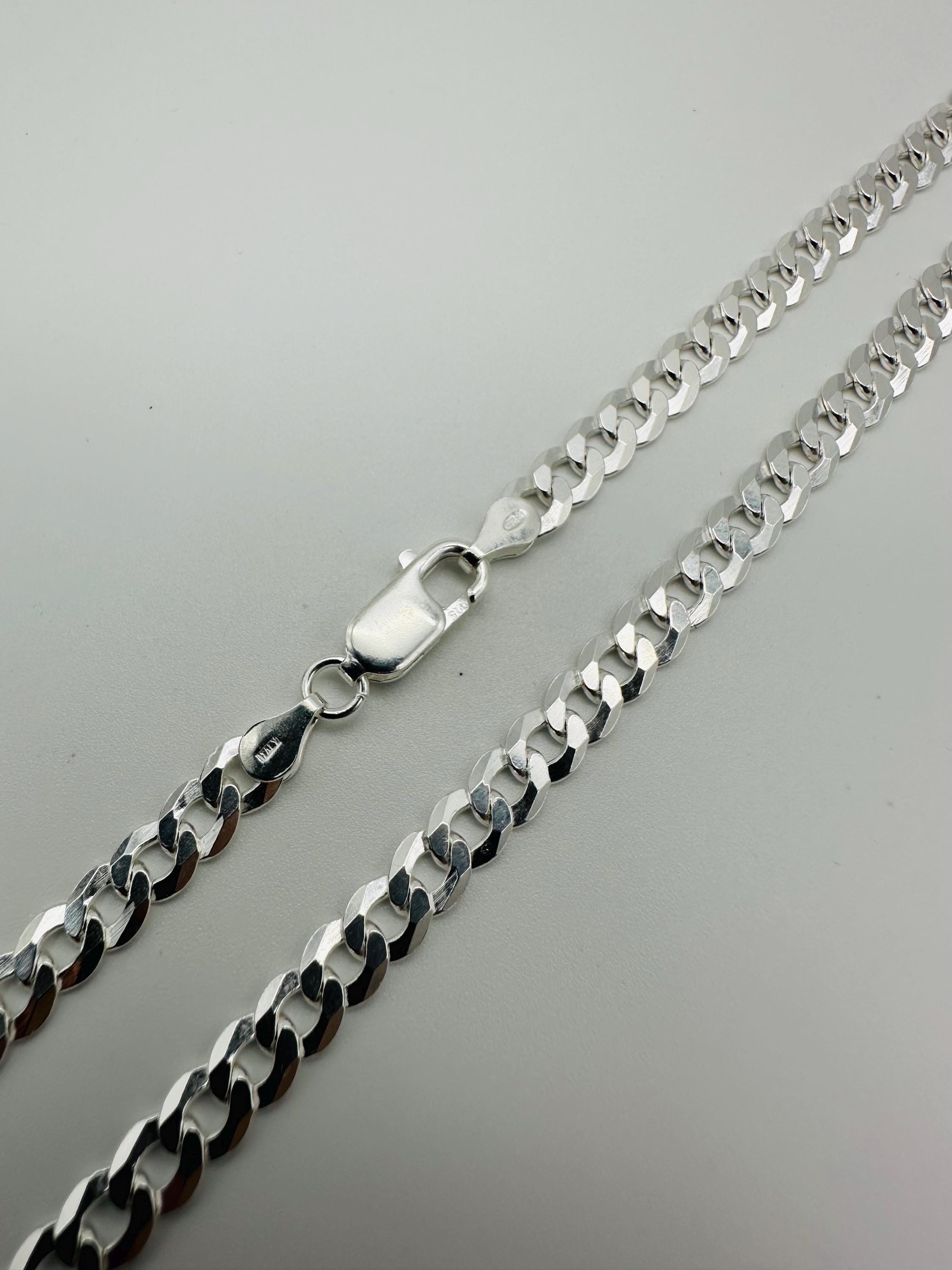 Genuine 925 Sterling Silver 5.5mm Curb Link Chain Necklace 16” 18