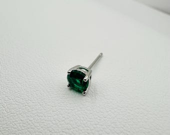 4mm Emerald Stud Earring - Minimalist Green Small pair of Earring - Gift For Girfriend
