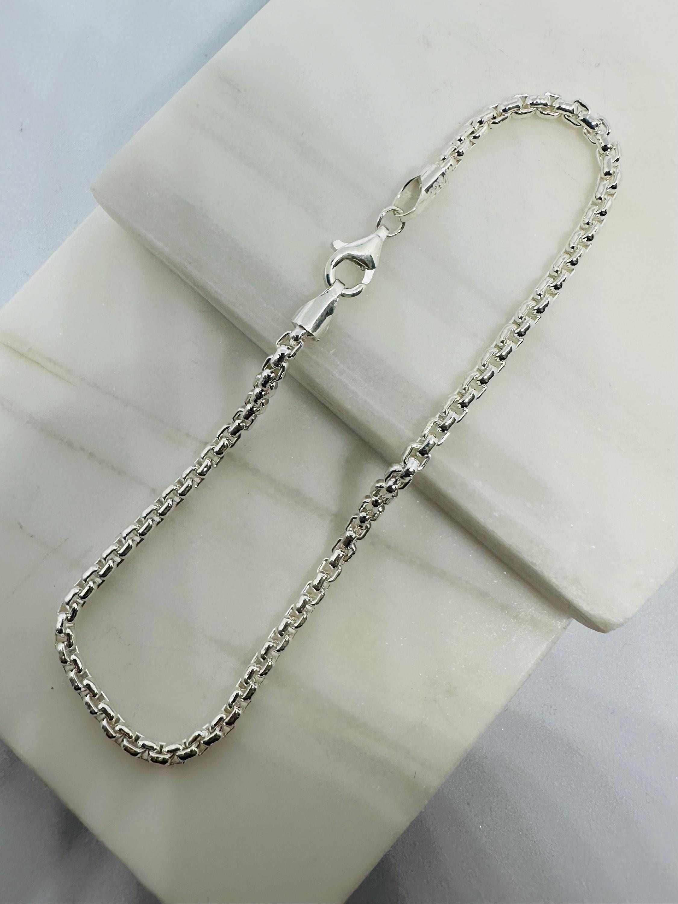 925スターリングシルバー 2.5mm ラウンドボックスリンクチェーン