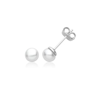 Orecchini a perno in argento sterling 925 con perla - Piccoli orecchini a perno minimalisti con perla da 4 mm - Regalo per lei