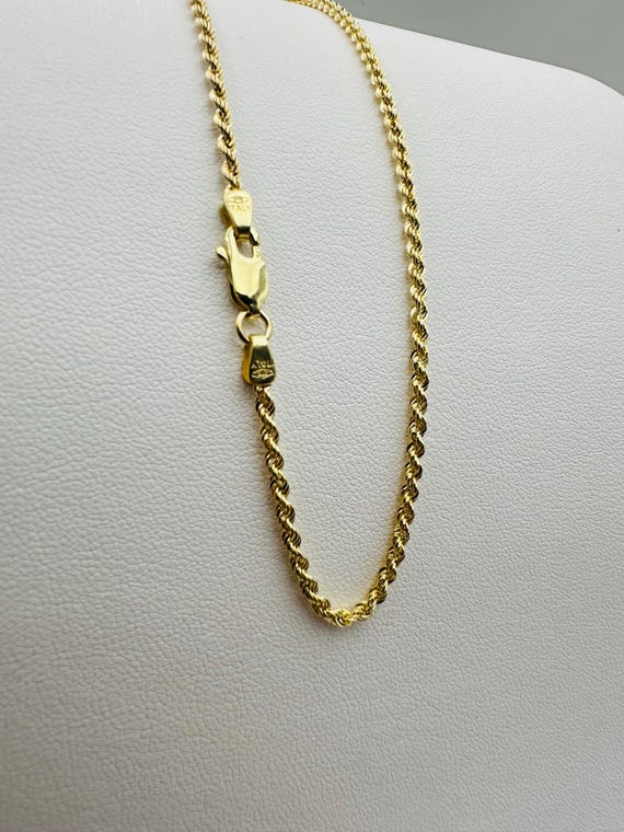 9金イエローゴールド 2.5mm ツイストロープチェーンネックレス - 16