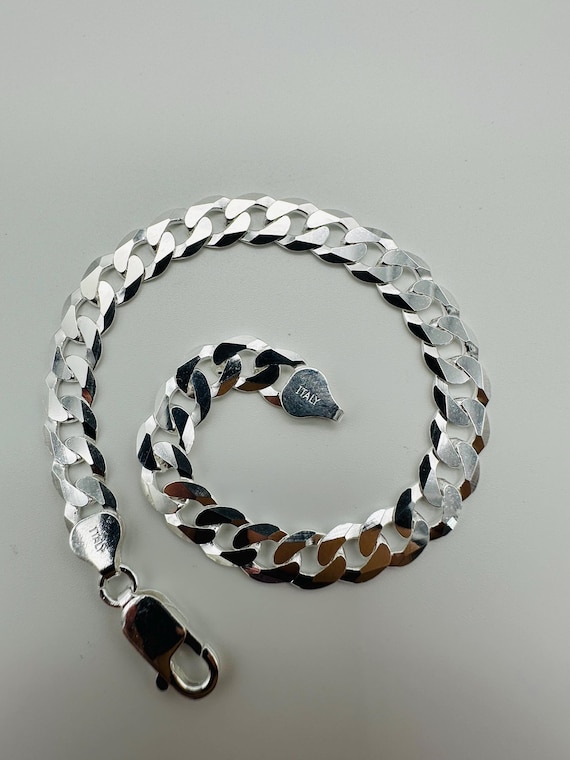 925 Sterling Silver 8mm Curb Link Chain Bracelet - Solid Thick