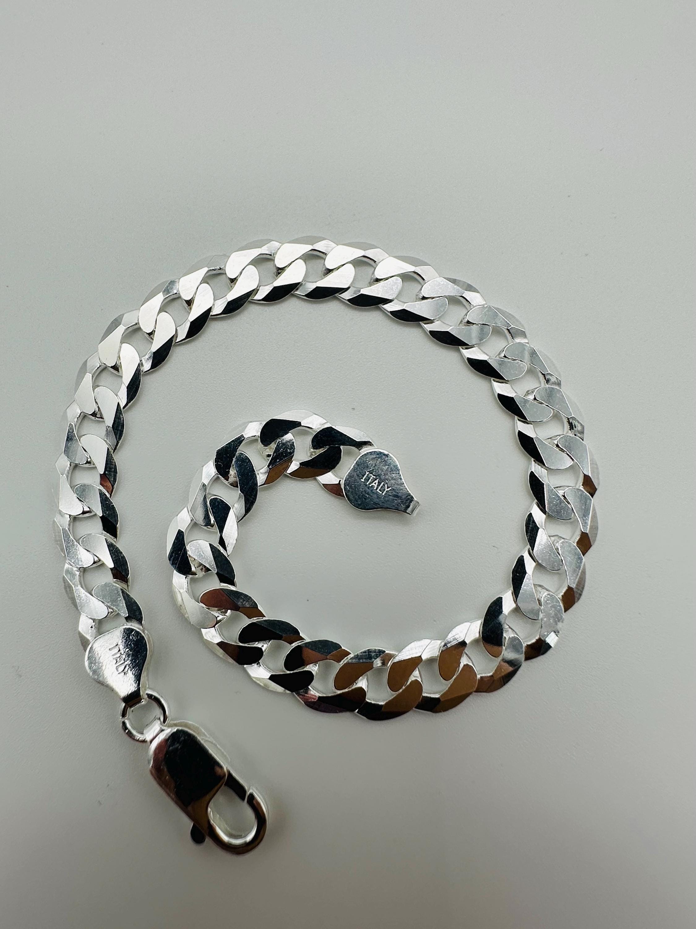 925 Sterling Silver 8mm Curb Link Chain Bracelet - Solid Thick