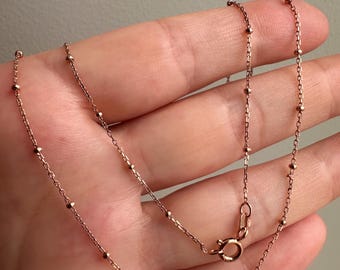 ソリッド18Kローズゴールドダイヤモンドカットボールチェーン