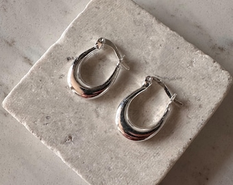 Orecchini Swarovski Orecchini A Cerchio Ovale In Argento Sterling - Foto 6