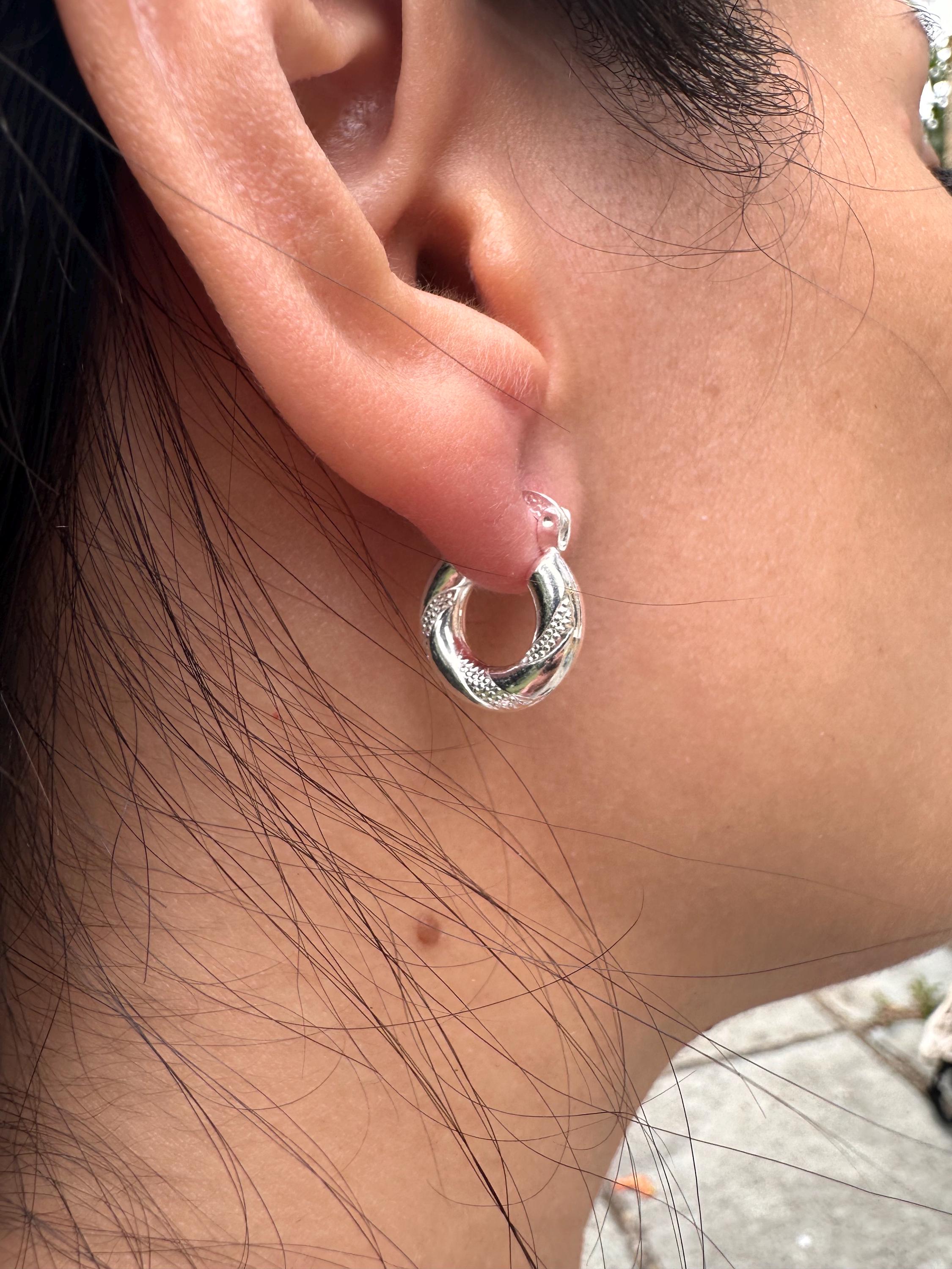 Orecchini A Cerchio In Argento Anni '90 / Cerchi Creoli Vintage / Gioielli Minimi Moderni - Italia - Foto 9