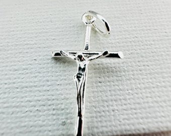 925 Sterling Silver Extra Tiny Crucifix Cross Pendant - Gift For Anniversary - Gift For Christmas