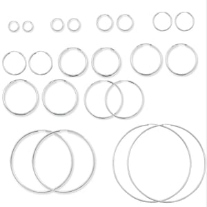 925 Sterling Silver Tiny Sleeper Earring -  12mm 14mm 16mm 18mm 20mm 22mm 25mm 30mm 45mm 50mm 60mm 70mm 80mm Sleeper Hoop Earring