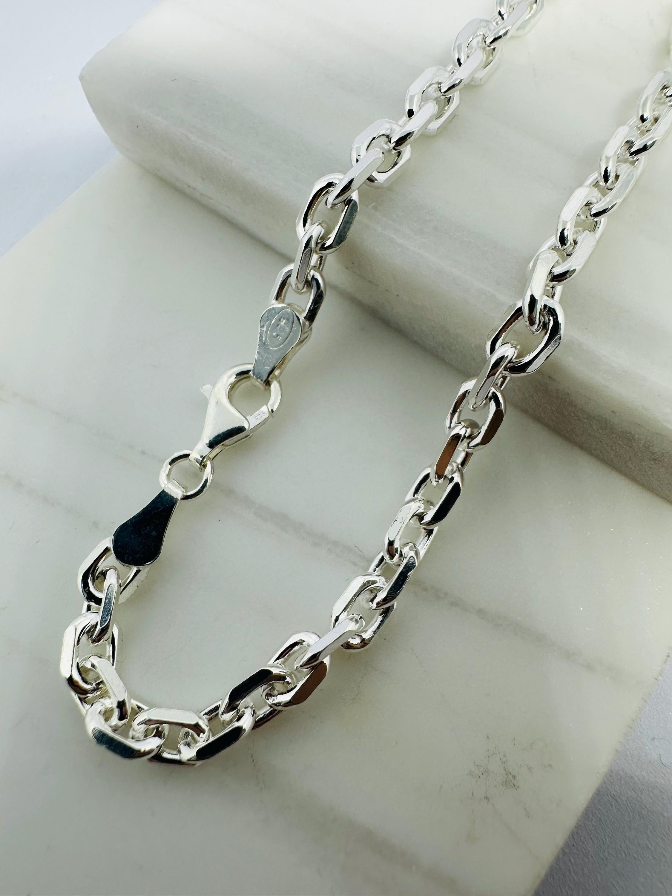 アクセサリー vintage silver 925 belt chain bracelet Solid 925 Sterling Silver 4.6mm Cable Link Chain Bracelet 8 Inch