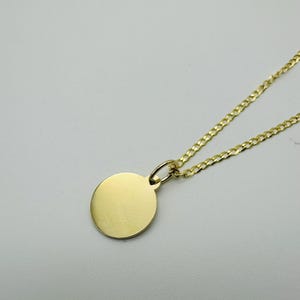 9ct Yellow Gold Round Disk Personalised Pendant - Solid 9k Gold Necklace For Women - Gift For Woman