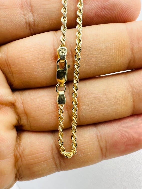 9金イエローゴールド 2.5mm ツイストロープチェーンネックレス - 16