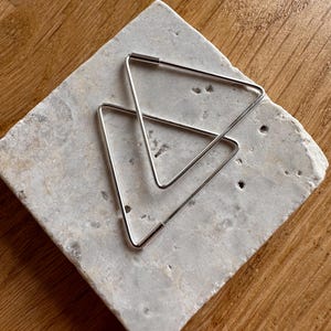 Silver Fashion Sleeper Earring, Sterling Silver 30mm Sleeper Huggie,Pyramid Hoop Earring,Cute Sleeper Earring,30mm Sleeper Hoop Earring