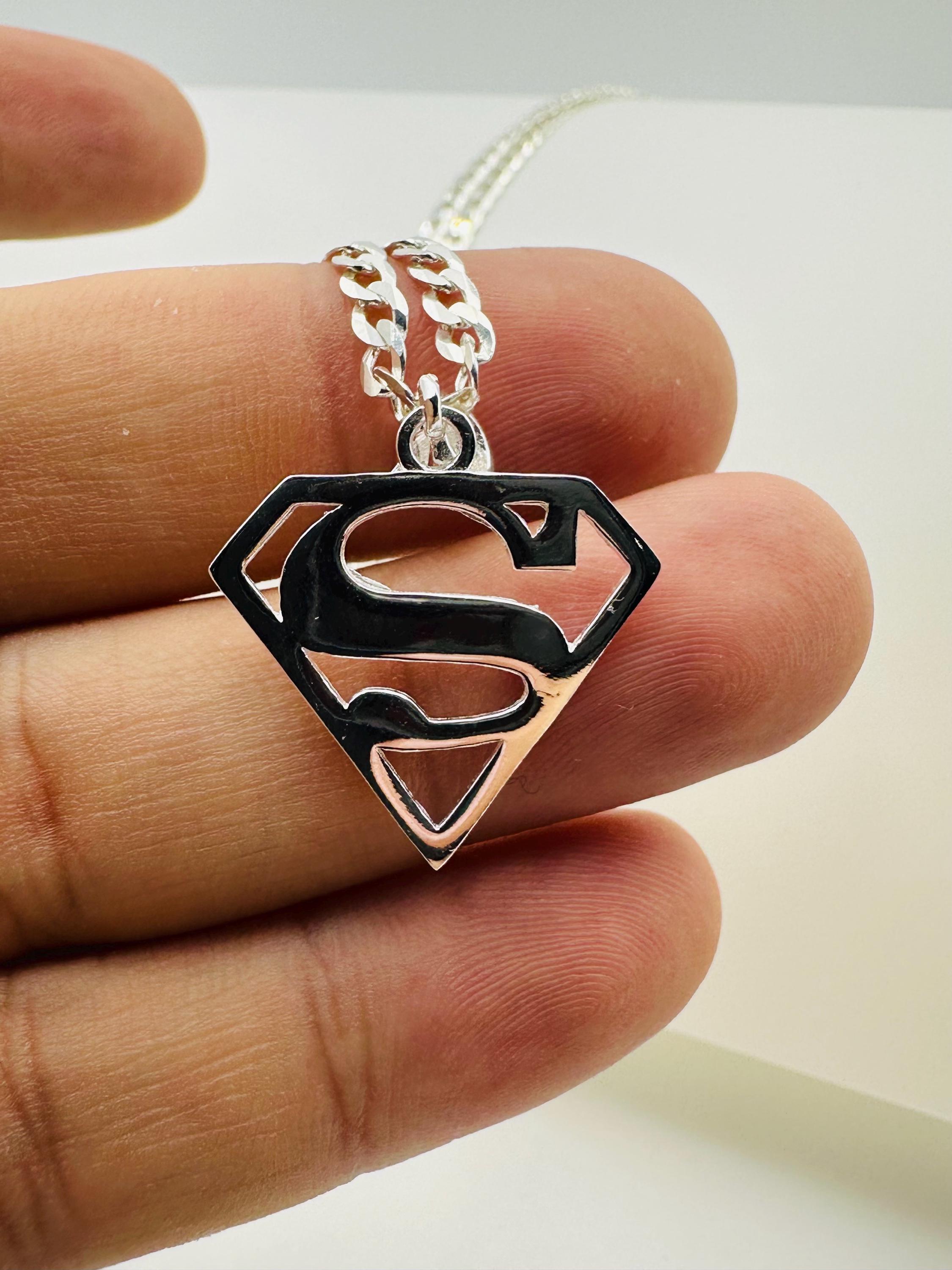 925 Sterling Silver Superman Pendant Necklace 18” 20” 22” 24