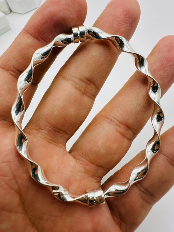アクセサリー Harpo 2 Twists Bangle - Silver 925 Sterling Silver Twisted Bangle Bracelet - 70mm Diameter Bangle