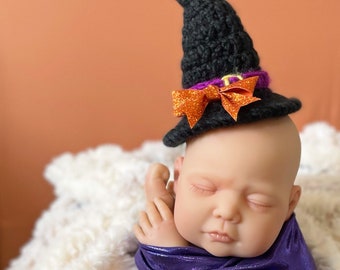 Newborn Witch Hat, Baby Witch Hat, Newborn Crochet Witch Hat, Newborn Photo Prop, Halloween