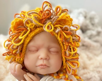 Leo the Lion - Crochet Newborn Beanie