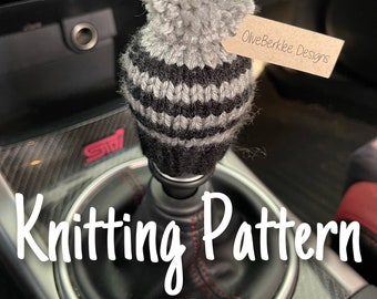 KNITTING PATTERN - Gear Shift Knit Hat, Shift Knob Cozy, Shift Knob Knit Beanie, Digital PDF Download File, Instant Download Pattern