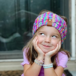 Stirnband mit Zopfmuster: Kinder Ohrenwärmer aus Acryl (Grösse 3-10 Jahre)