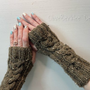 Knit Hand Warmers, Cable Knit Hand Warmers, Fingerless Gloves - All sizes Child to Adult
